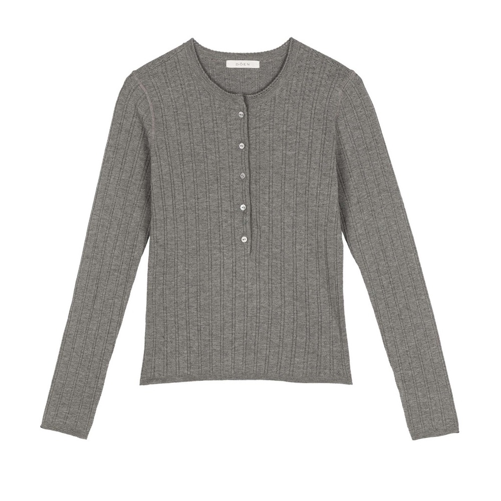 Doen Ellis Henley Size XS pointelle Gray